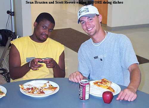 Sean Braxton and Scott Reeves eating BEFORE doing dishes